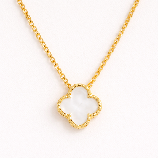 Elegant White Clover Charm Anti Tarnish Necklace