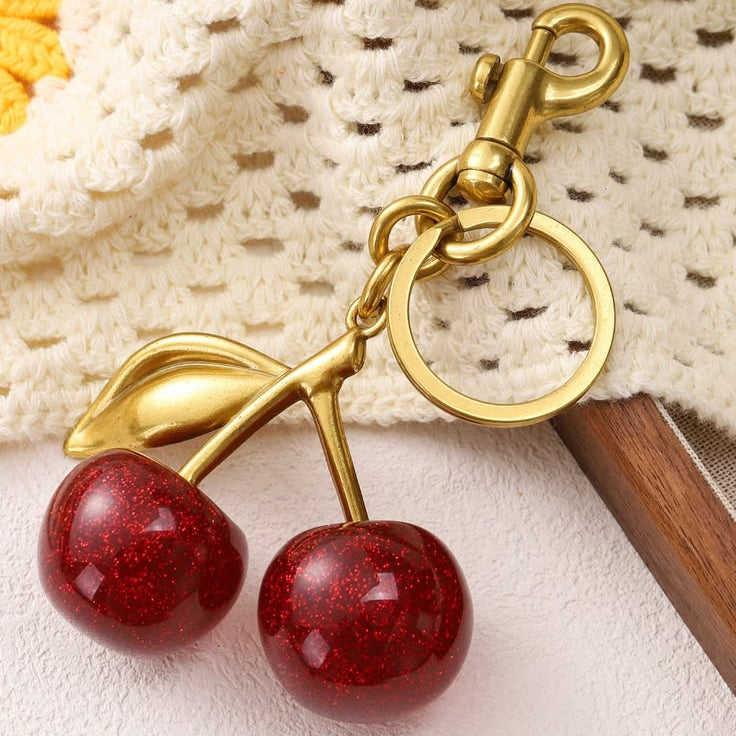 Korean Style Cherry Charm Keychain