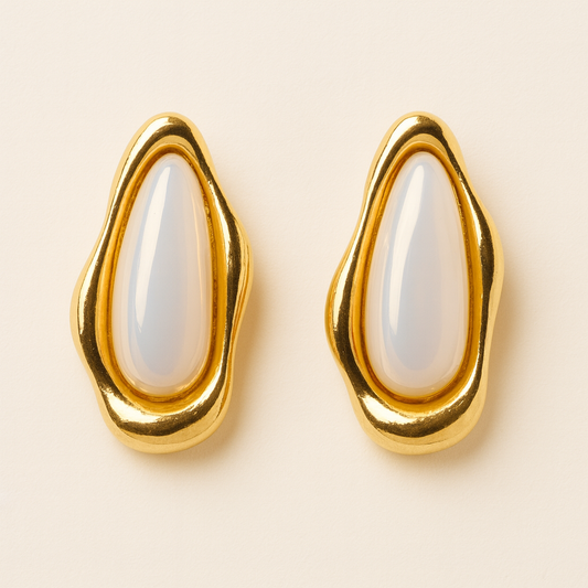 Gold Wave Opal Drop Earrings