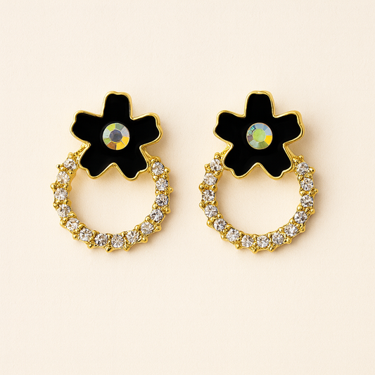 Luxury Floral Crystal Hoop Earrings