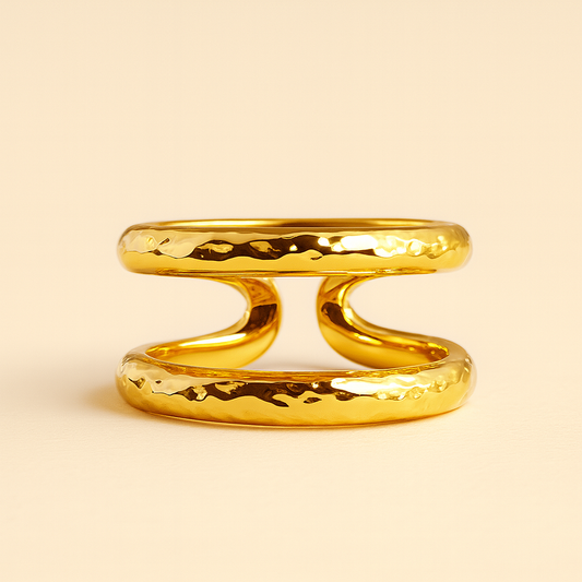 18K Gold Plated Luxury Textured Ring