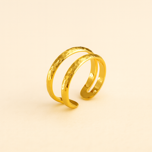 18K Gold Plated Luxury Textured Ring