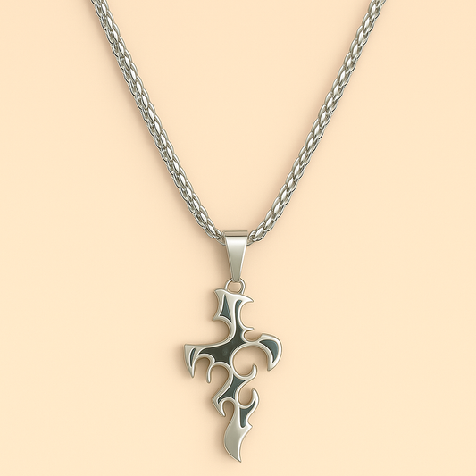 Tribal Cross Pendant Stainless Steel Necklace