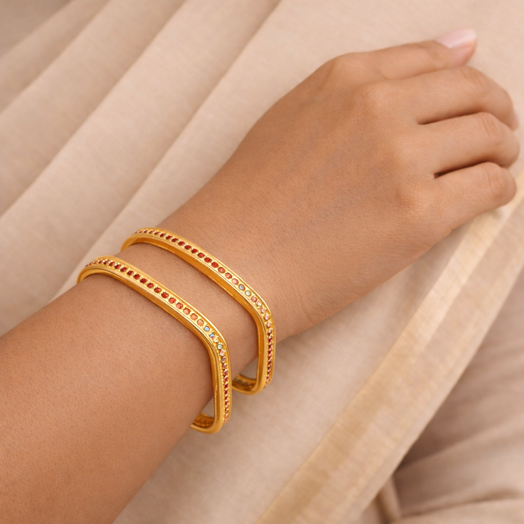 18k Gold Plated Square Grace Aurora Bangles