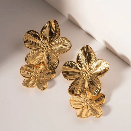 Gold-Plated Floral Shape Studs Earrings