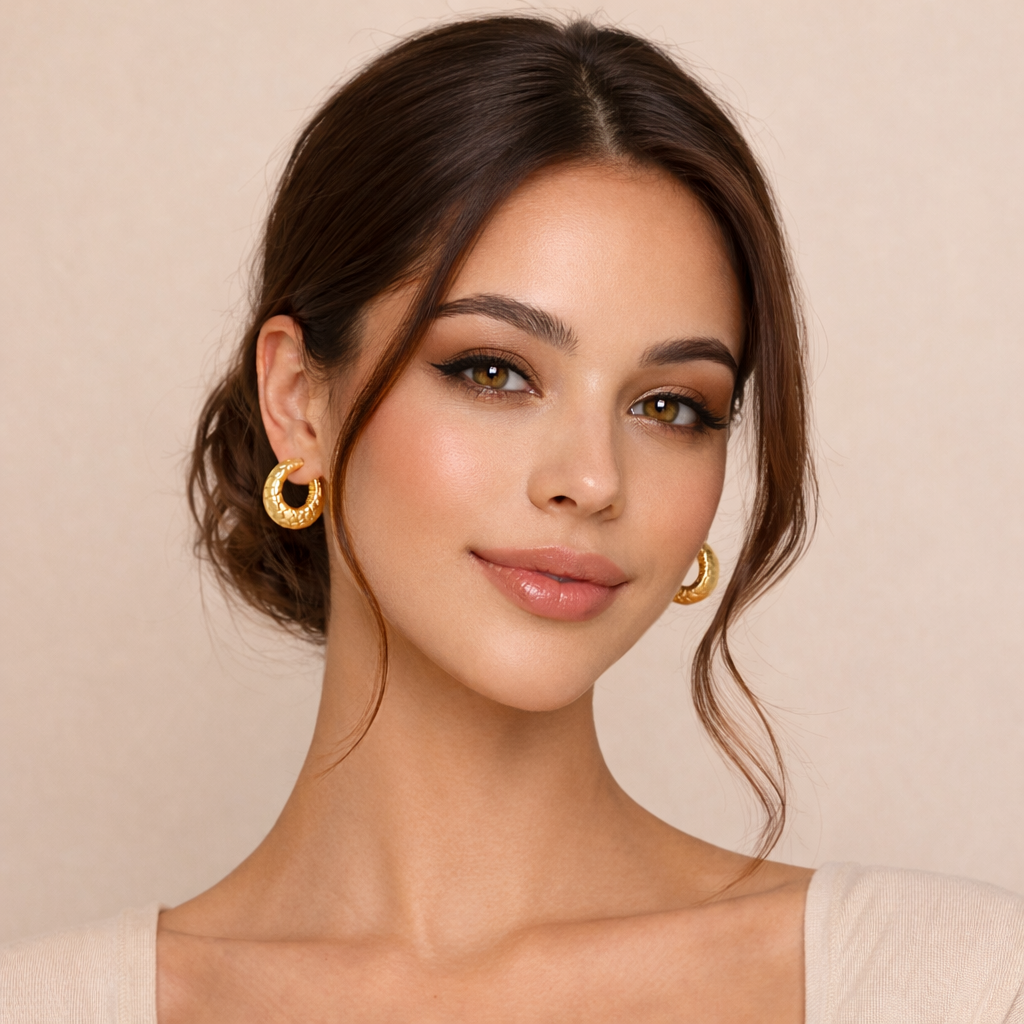 18K Gold Plated Quill Hoop Anti Tarnish Earring