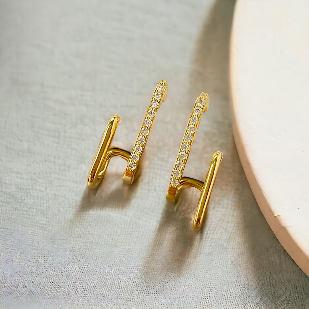 Golden U-shape Stud Earrings