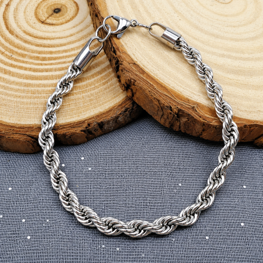 Men - Silver Rope Chain Bracelet