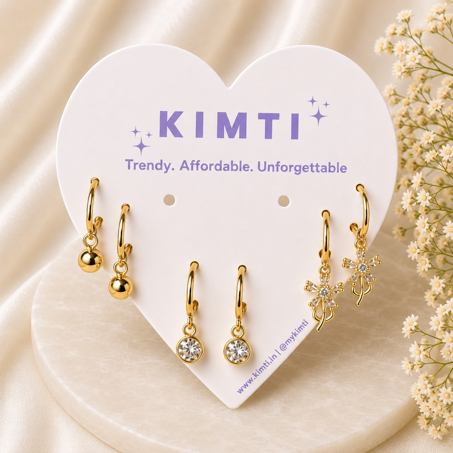 Anti Tarnish Gold Hoop Earring Combo Set