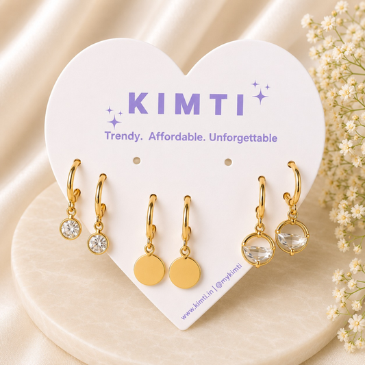 Golden Elegance Trio Earring Set