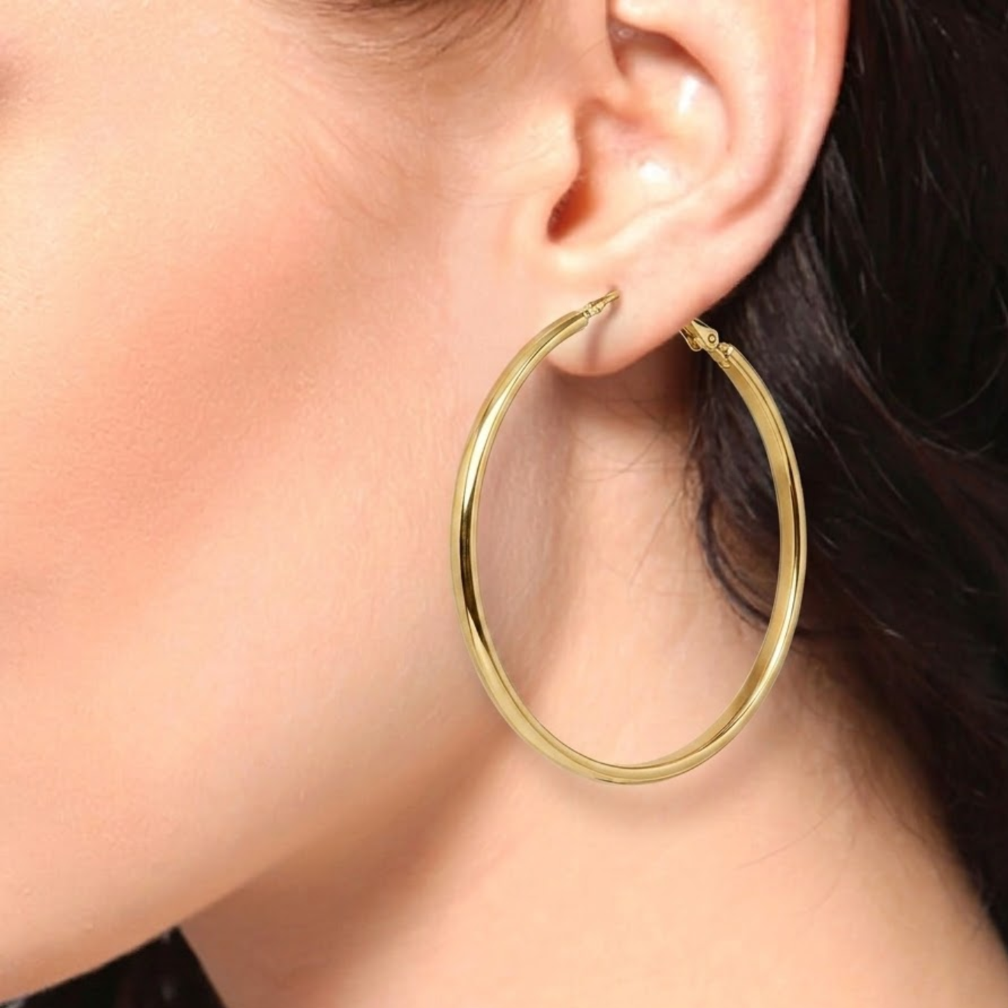 18K Gold Plated Sleek Round Hoop Earrings