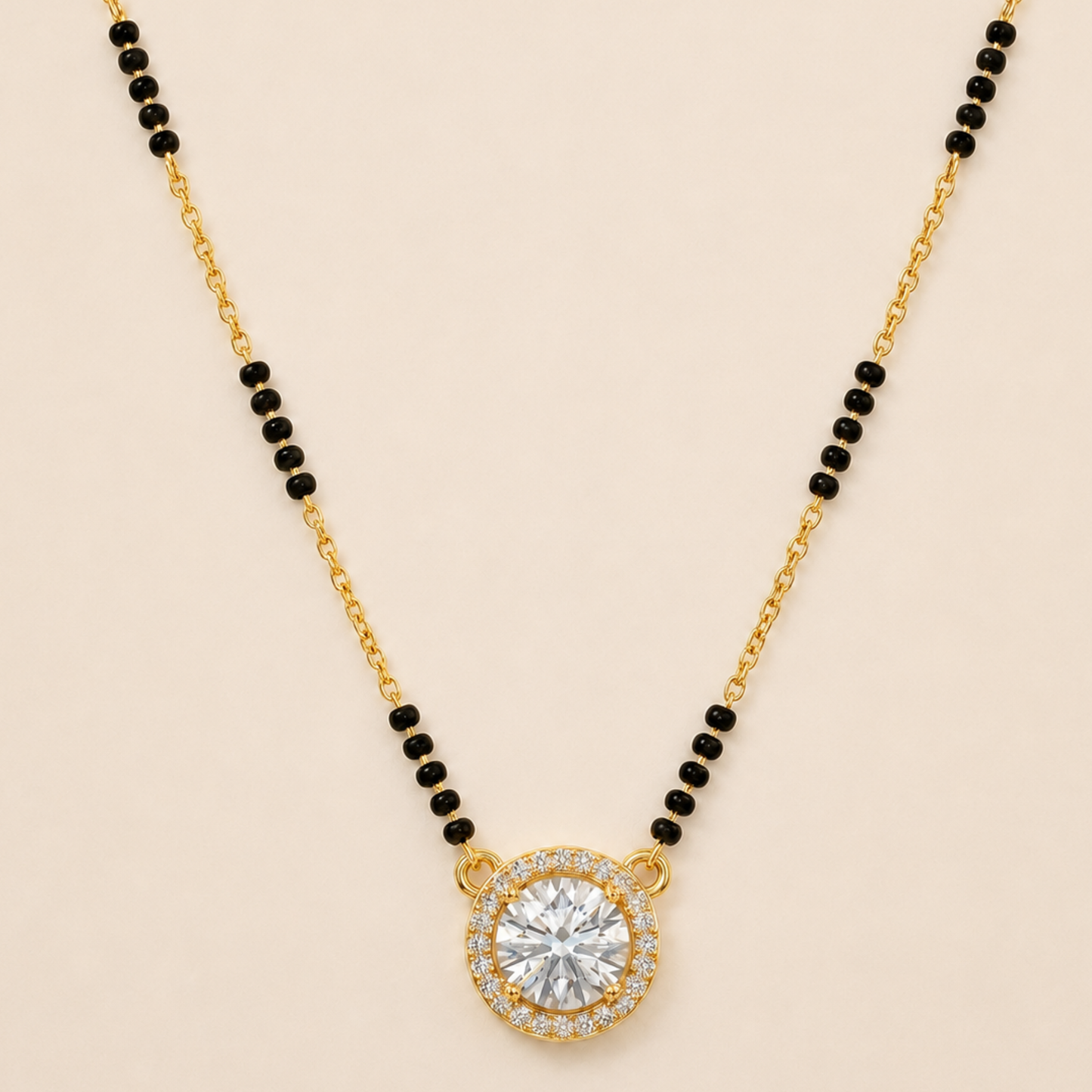 Radiant Solitaire Halo Mangalsutra