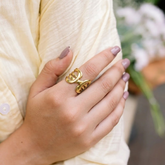 18K Gold Plated Infinity Weave Adjustable Ring