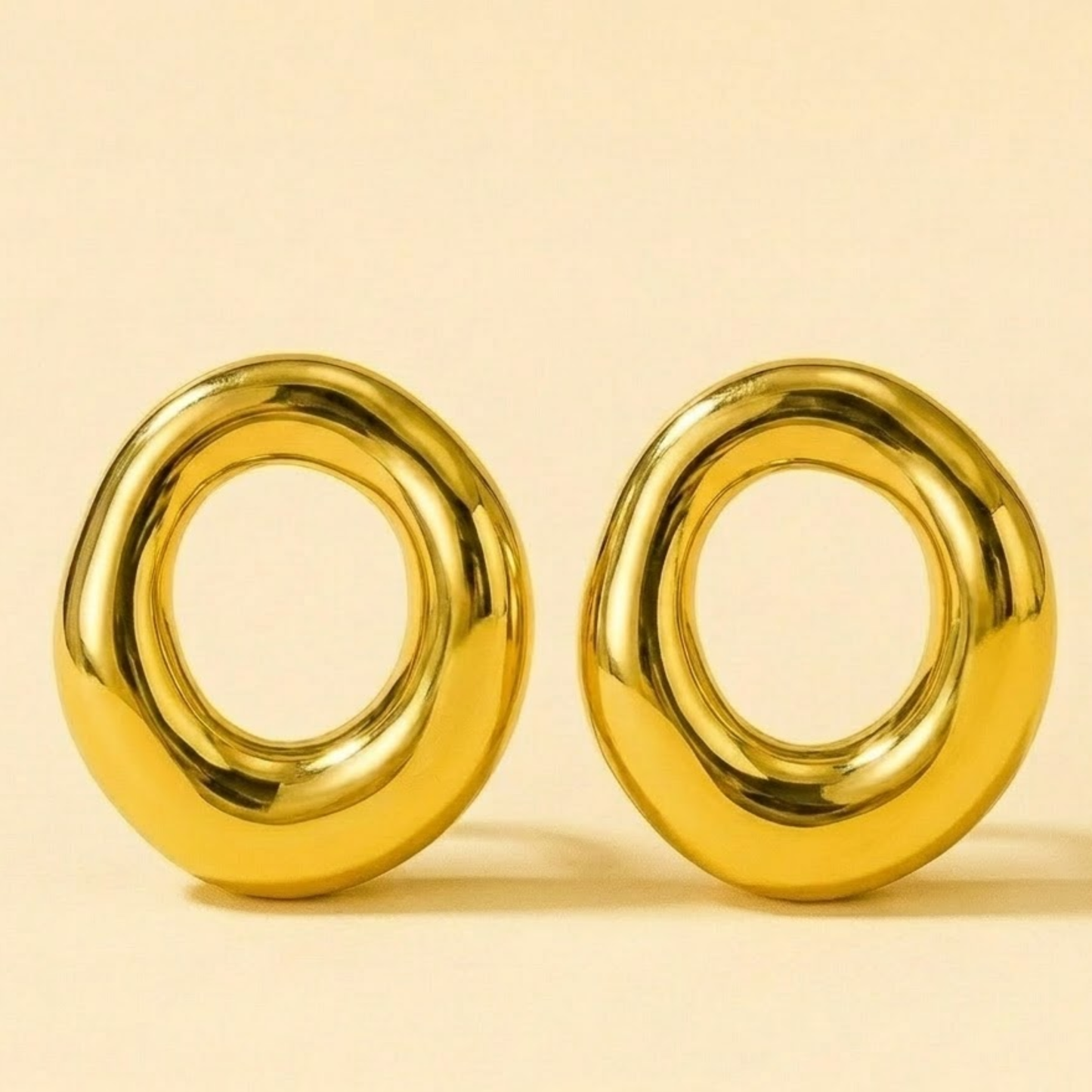 18K Gold Plated Premium Dome Hoop Earrings