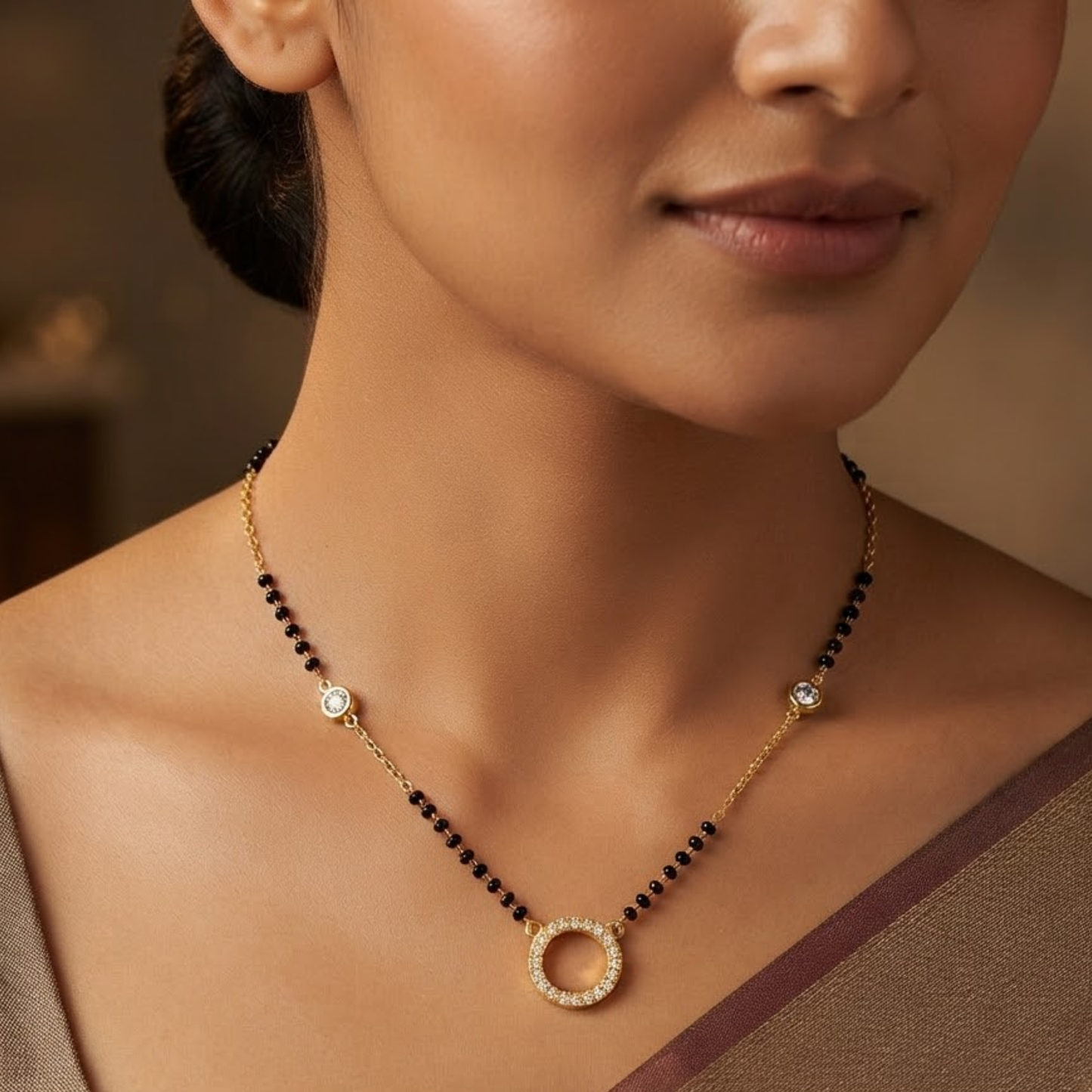 Halo Circle Zircon Mangalsutra