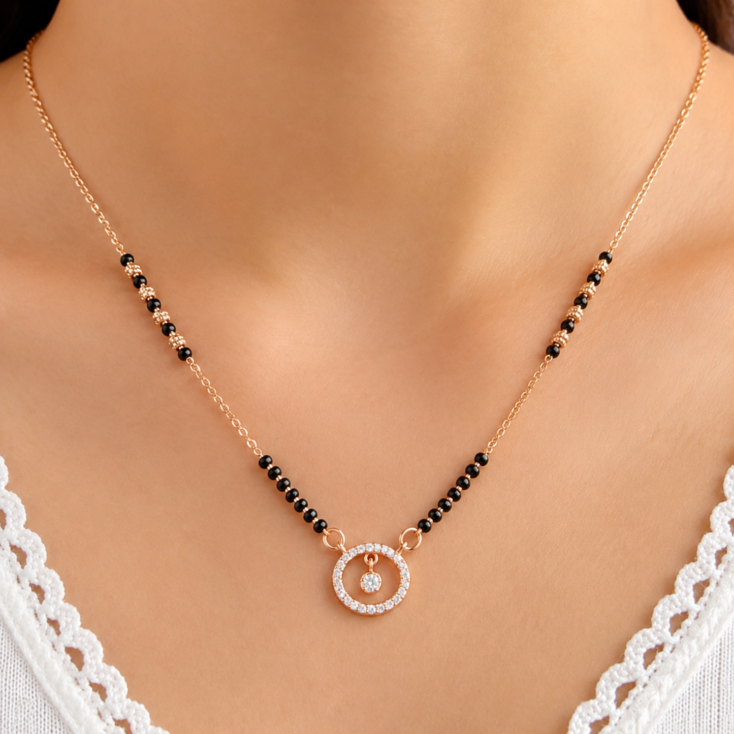 Rose Gold Diamond Circle Mangalsutra