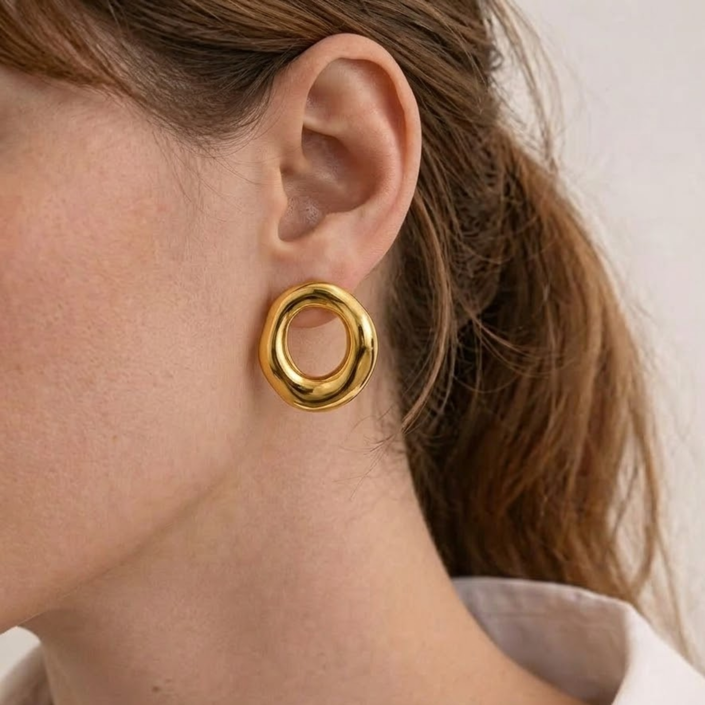 18K Gold Plated Premium Dome Hoop Earrings