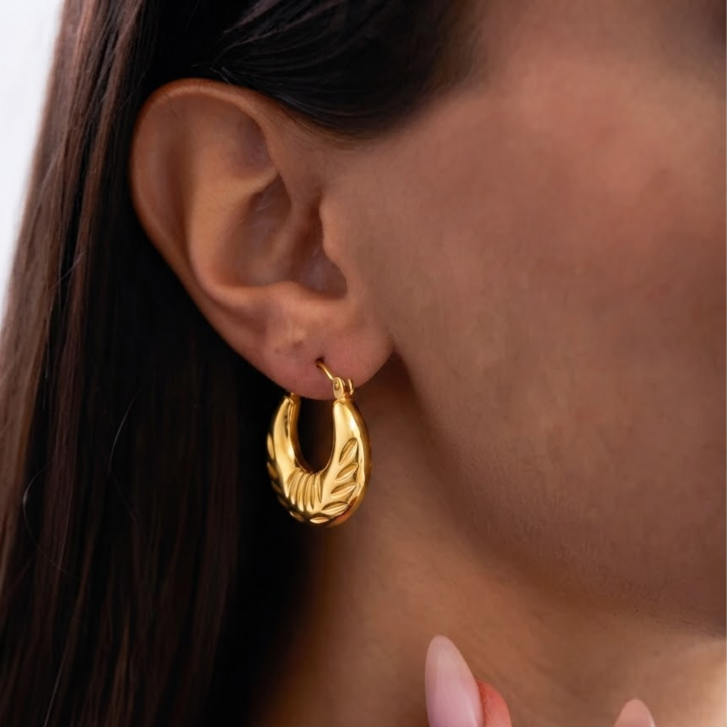 18K Gold Plated Vintage Textured Gold Hoops Earring