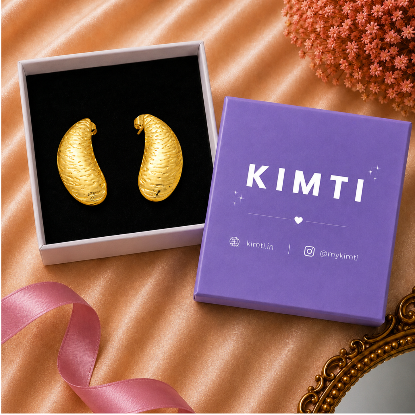18K Gold Plated Golden Crescent Glow Earrings