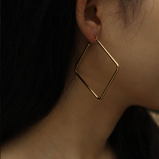 18K Gold Plated Modern Muse Square Earrings