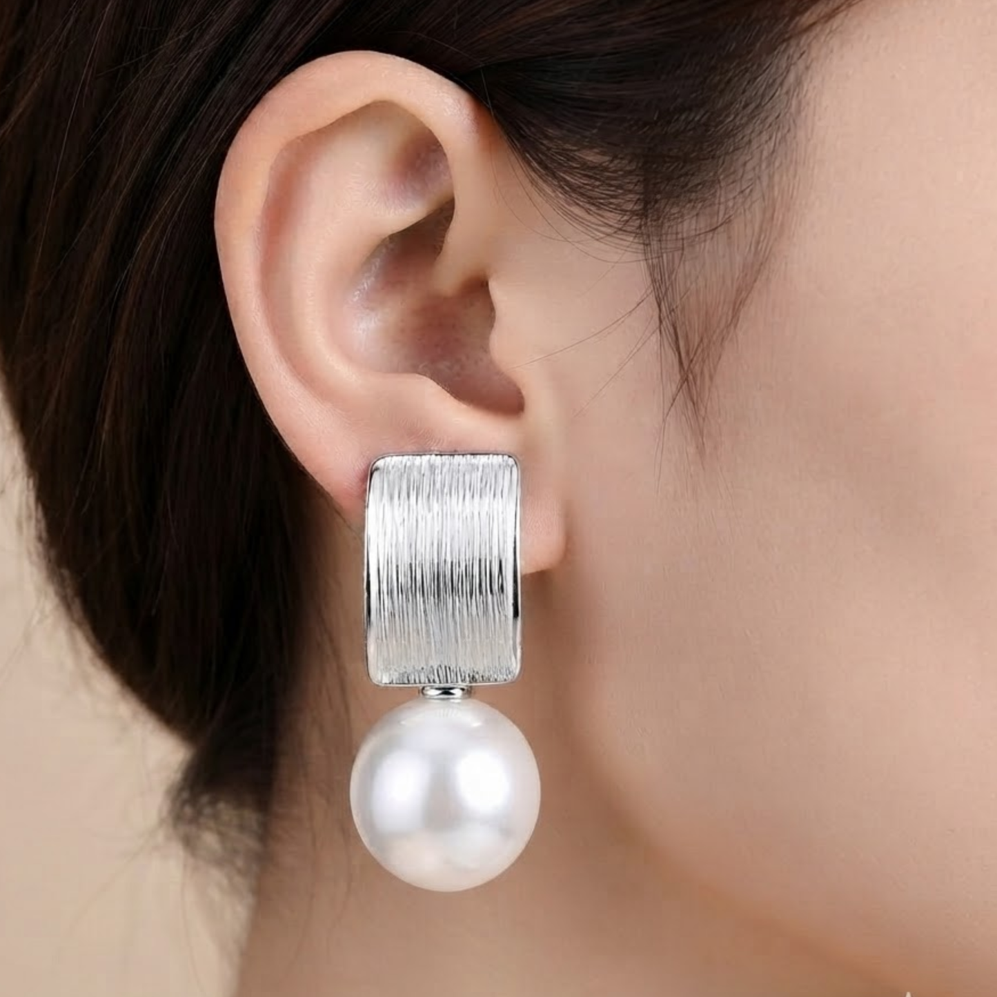 Silver Pearl Statement Earrings
