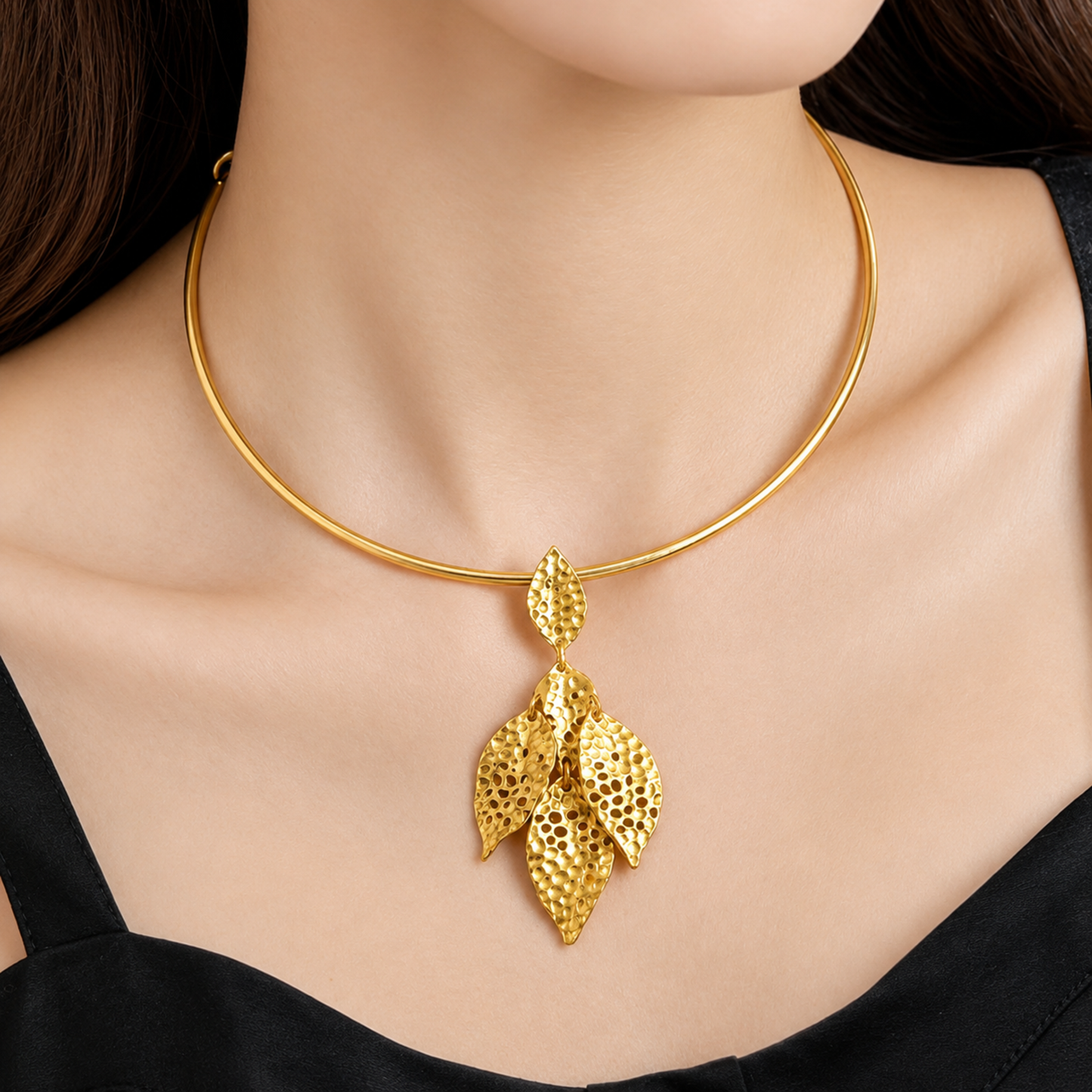 Aurora Leaf Pendant Choker