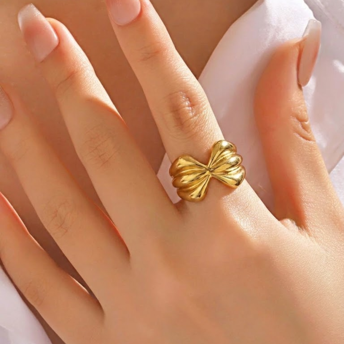 18K Gold Plated Aurora Bow Adjustable Ring