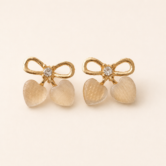 Bow Heart Stud Earrings