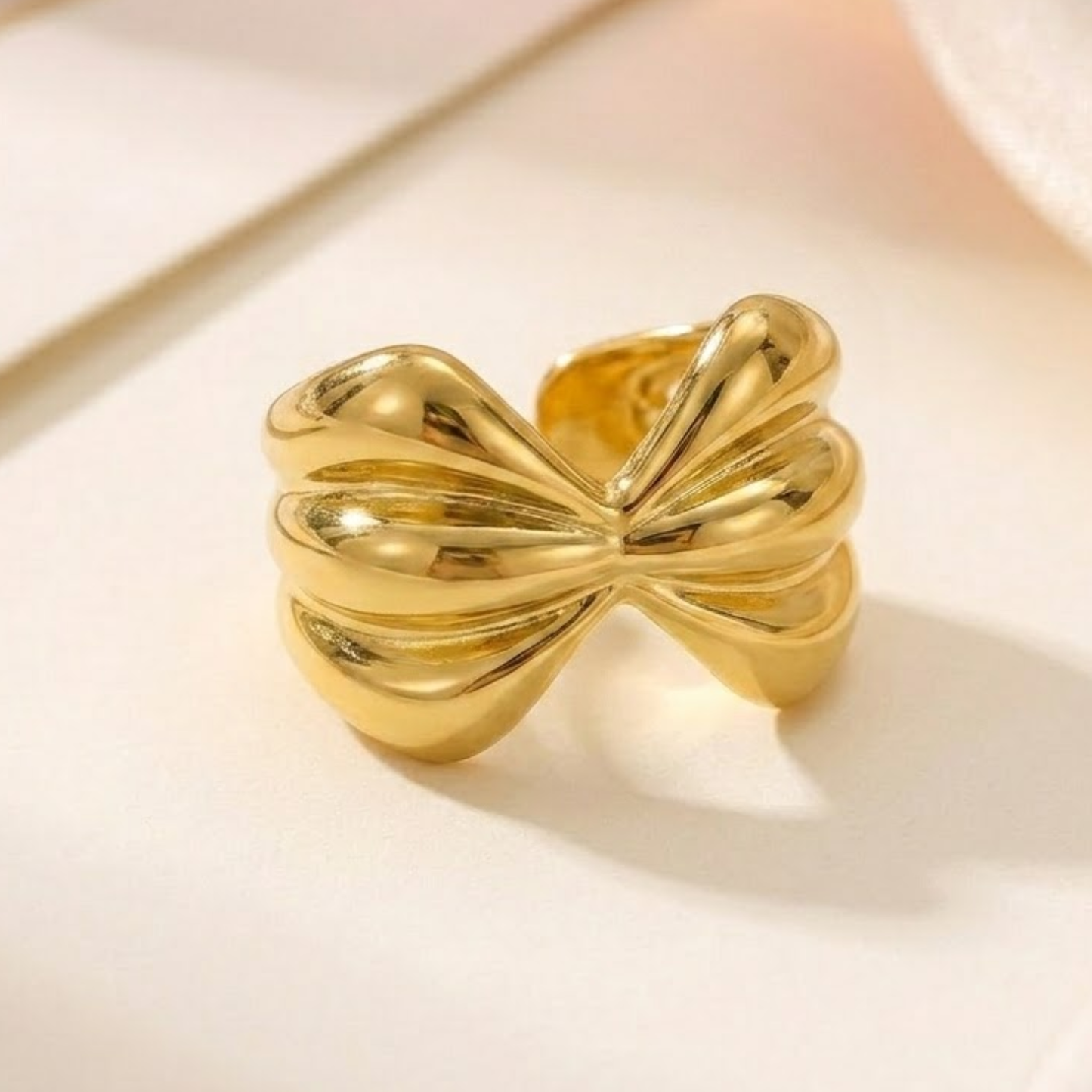 18K Gold Plated Aurora Bow Adjustable Ring