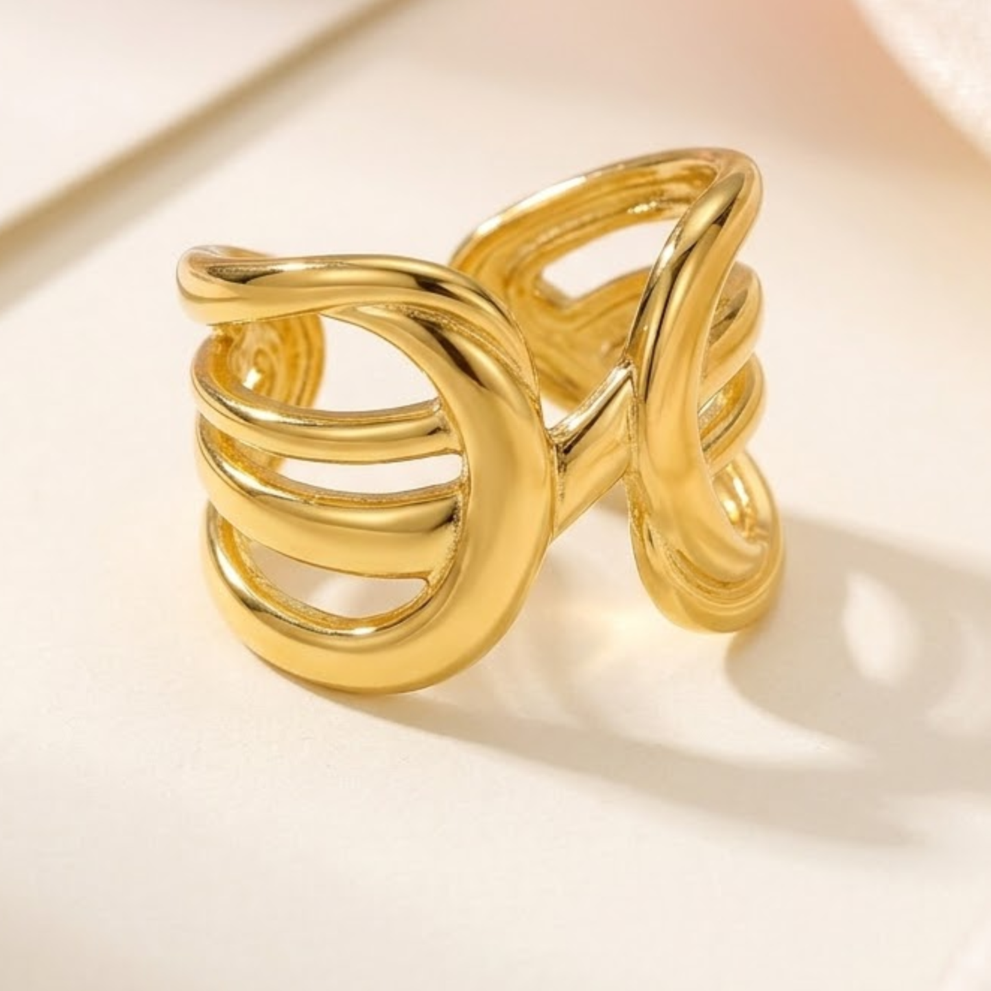 18K Gold Plated Infinity Weave Adjustable Ring