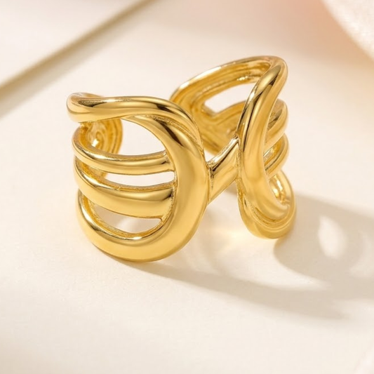 18K Gold Plated Infinity Weave Adjustable Ring