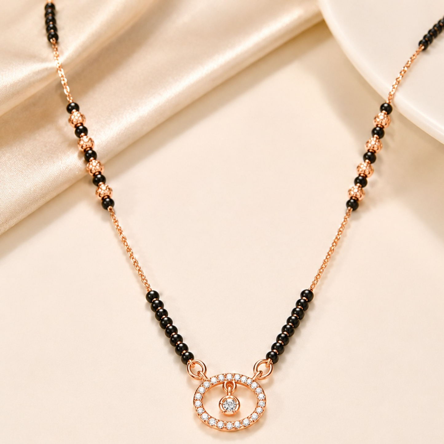 Rose Gold Diamond Circle Mangalsutra