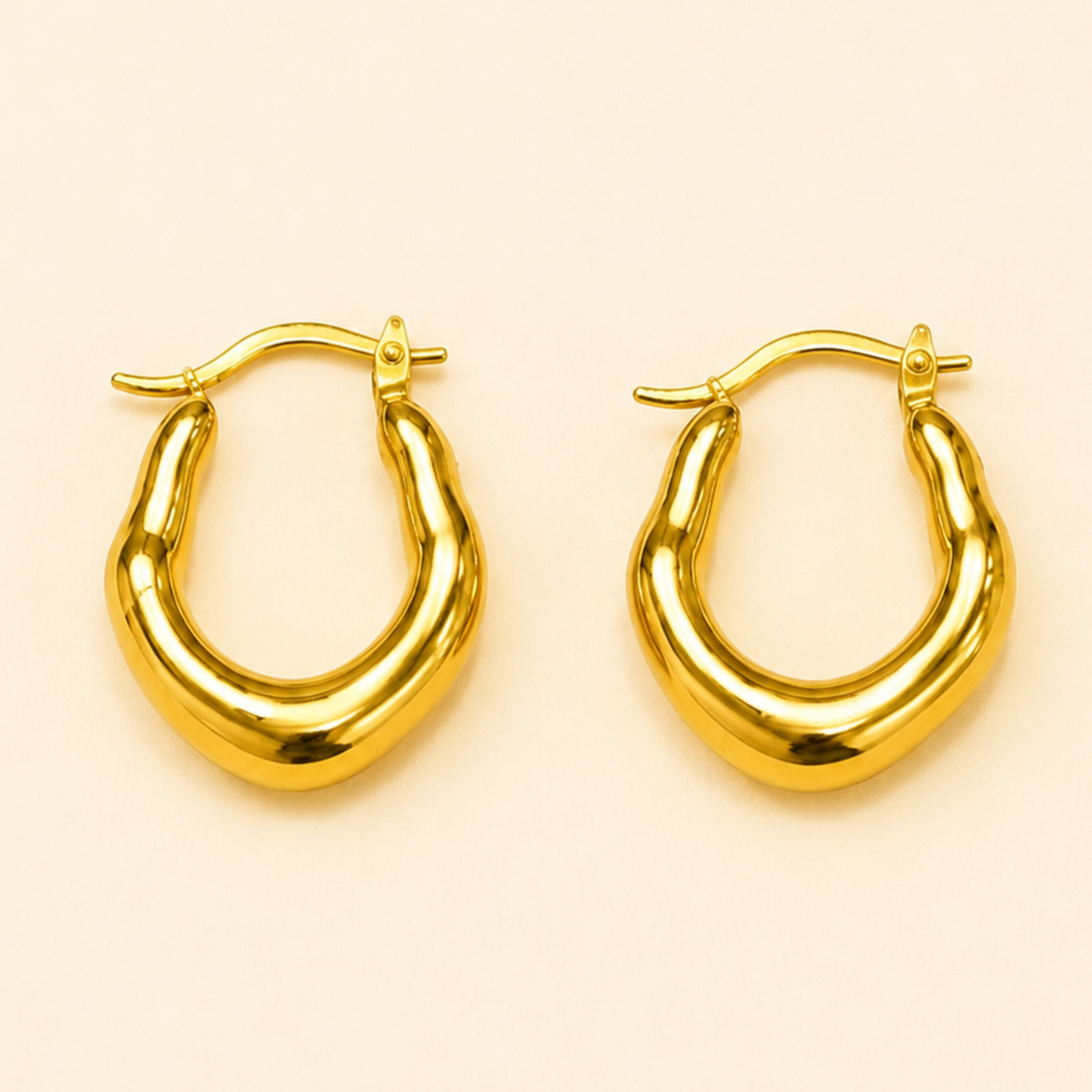 18K Gold Plated Everyday Wear Oval Earrings