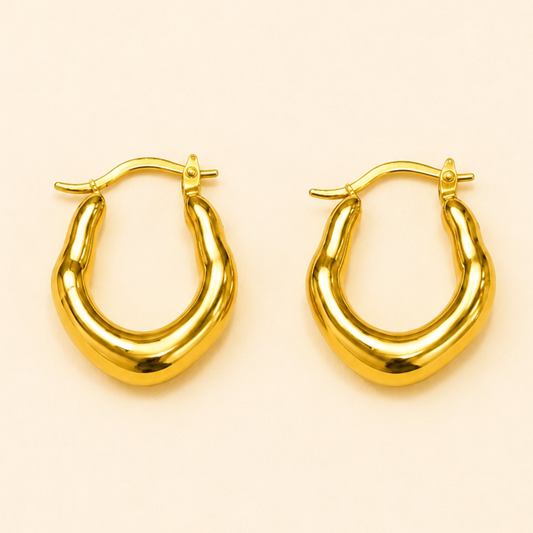 18K Gold Plated Everyday Wear Oval Earrings