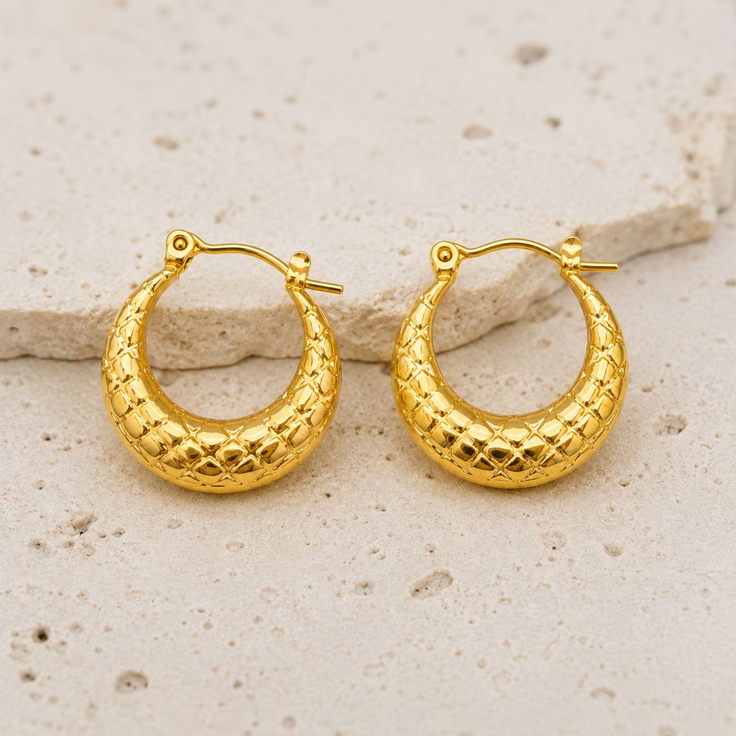 18K Gold Plated Aurelia Croc Hoops Earrings