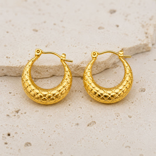 18K Gold Plated Aurelia Croc Hoops Earrings