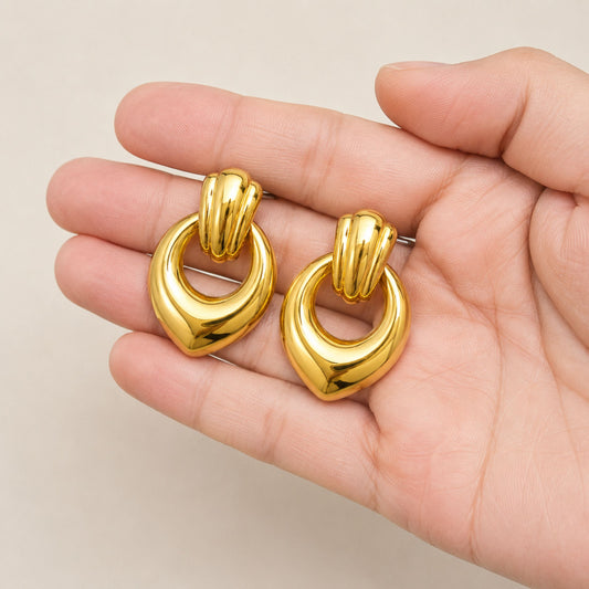 18K Gold Plated Aurora Crescent Drop Earrings