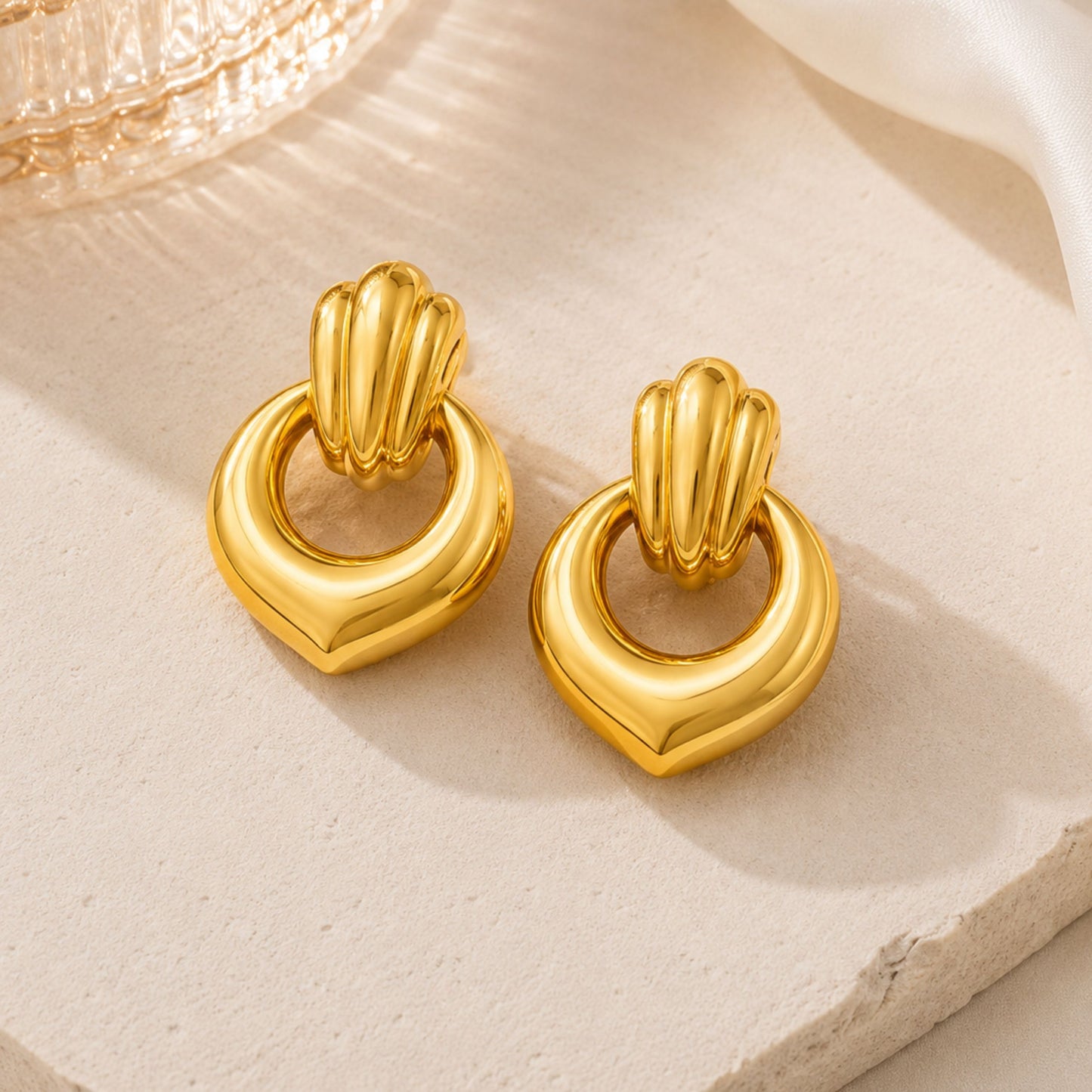 18K Gold Plated Aurora Crescent Drop Earrings