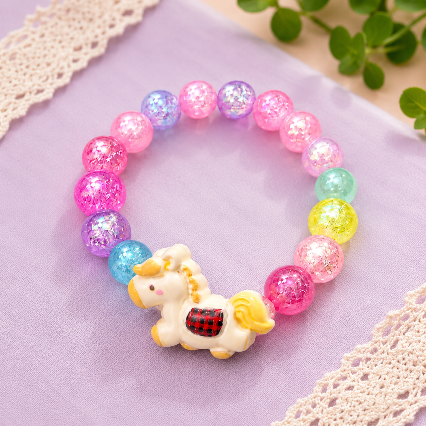 Cute Pony Unicorn Elastic Bracelet for Girls