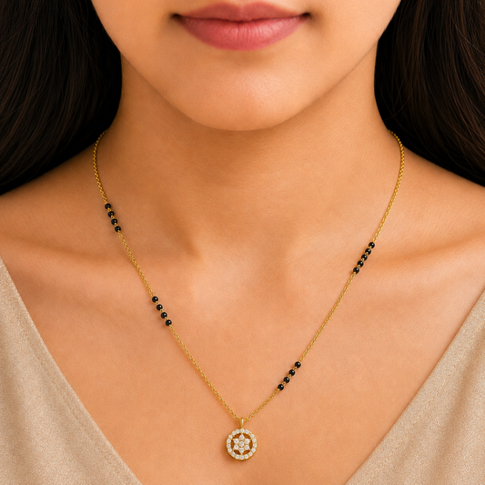 Crystal Clover Charm Mangalsutra