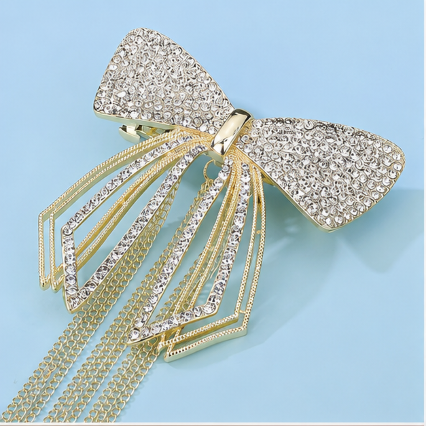 Crystal Bow Tassel Hair Clip