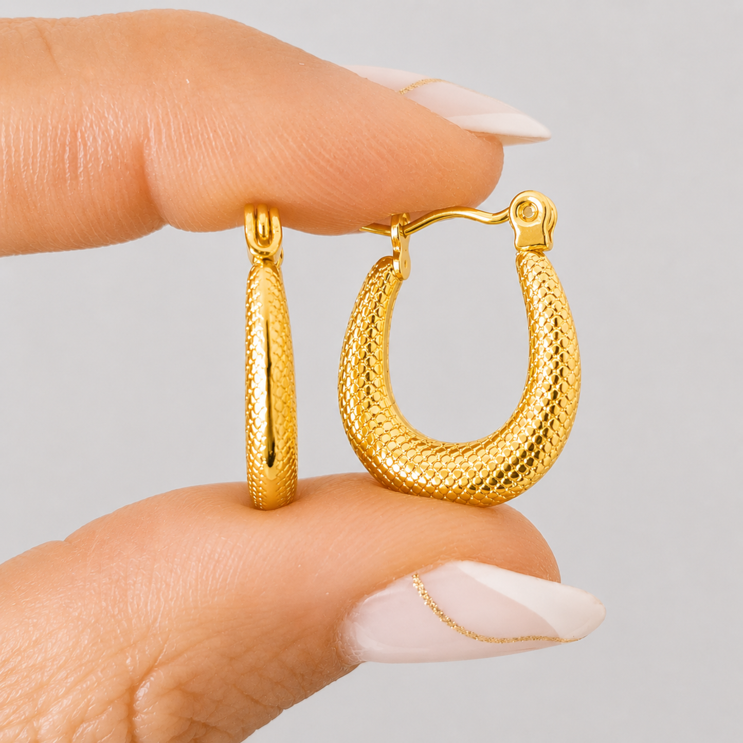 18K Gold Plated Aurora Textured Hoops Earring