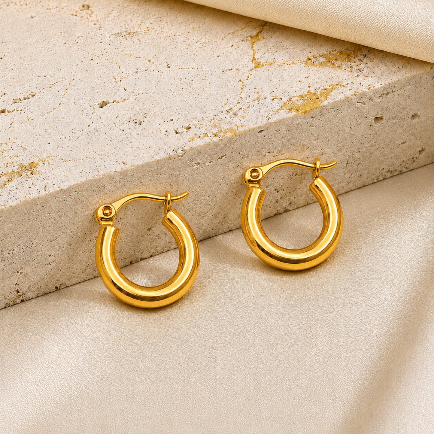 18K Gold Plated Opulent Glow Hoop Earrings