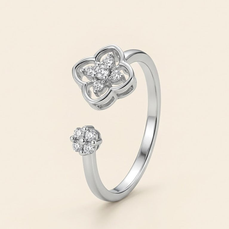 Sparkling Flower Adjustable Ring