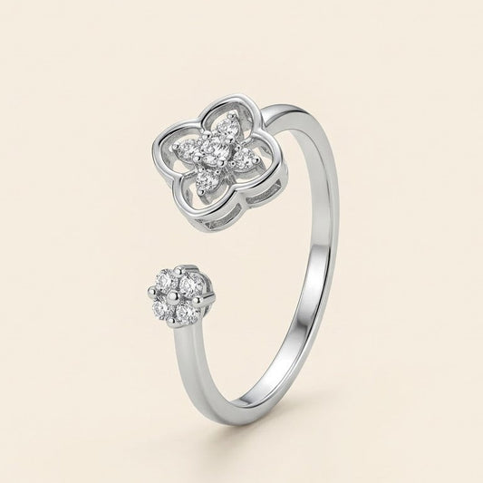 Sparkling Flower Adjustable Ring