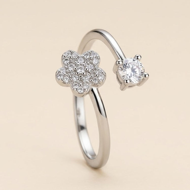 Crystal Flower Twist Ring