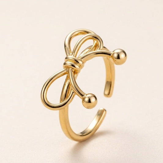 18K Gold Plated Tie Bow Gold Plated Ring