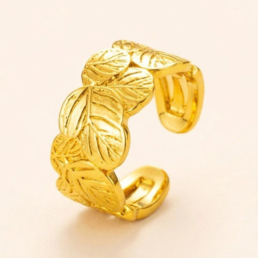 18k Gold Plated Golden Leaf Luxe Ring