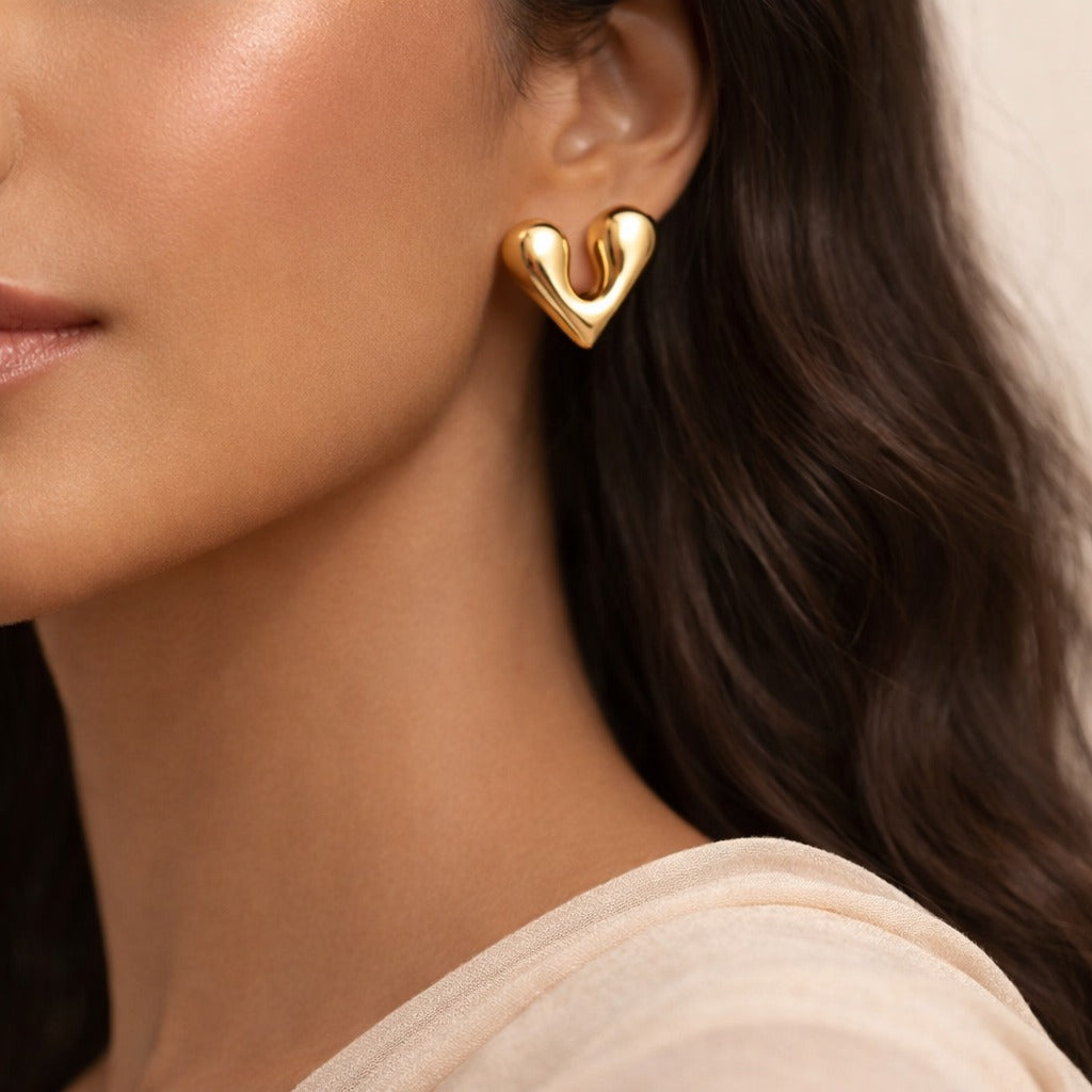 18K Gold Plated Modern Heart Glow Earrings