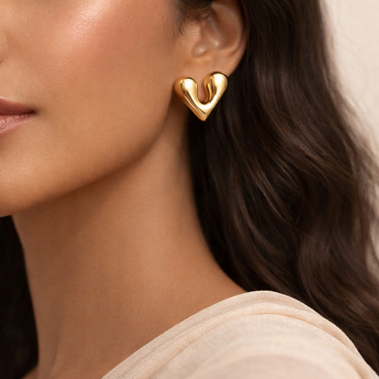 18K Gold Plated Modern Heart Glow Earrings